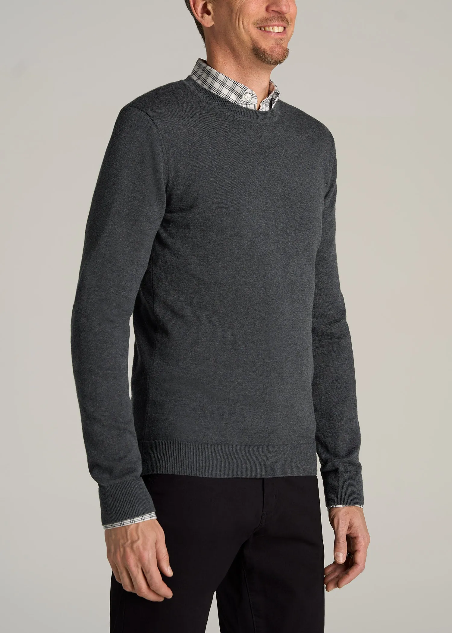 Everyday Crewneck Tall Men's Sweater in Charcoal Mix