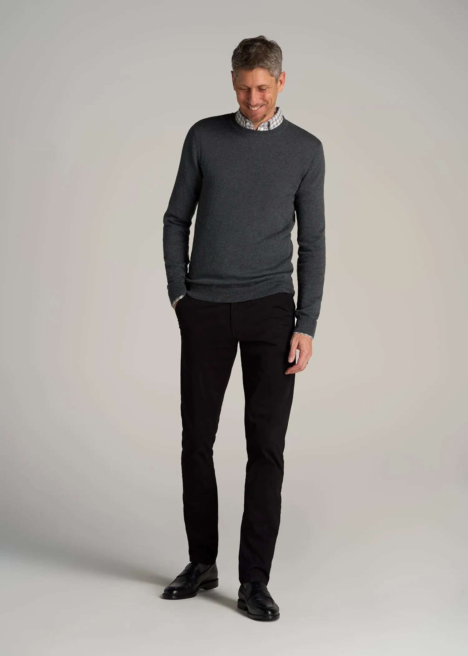 Everyday Crewneck Tall Men's Sweater in Charcoal Mix