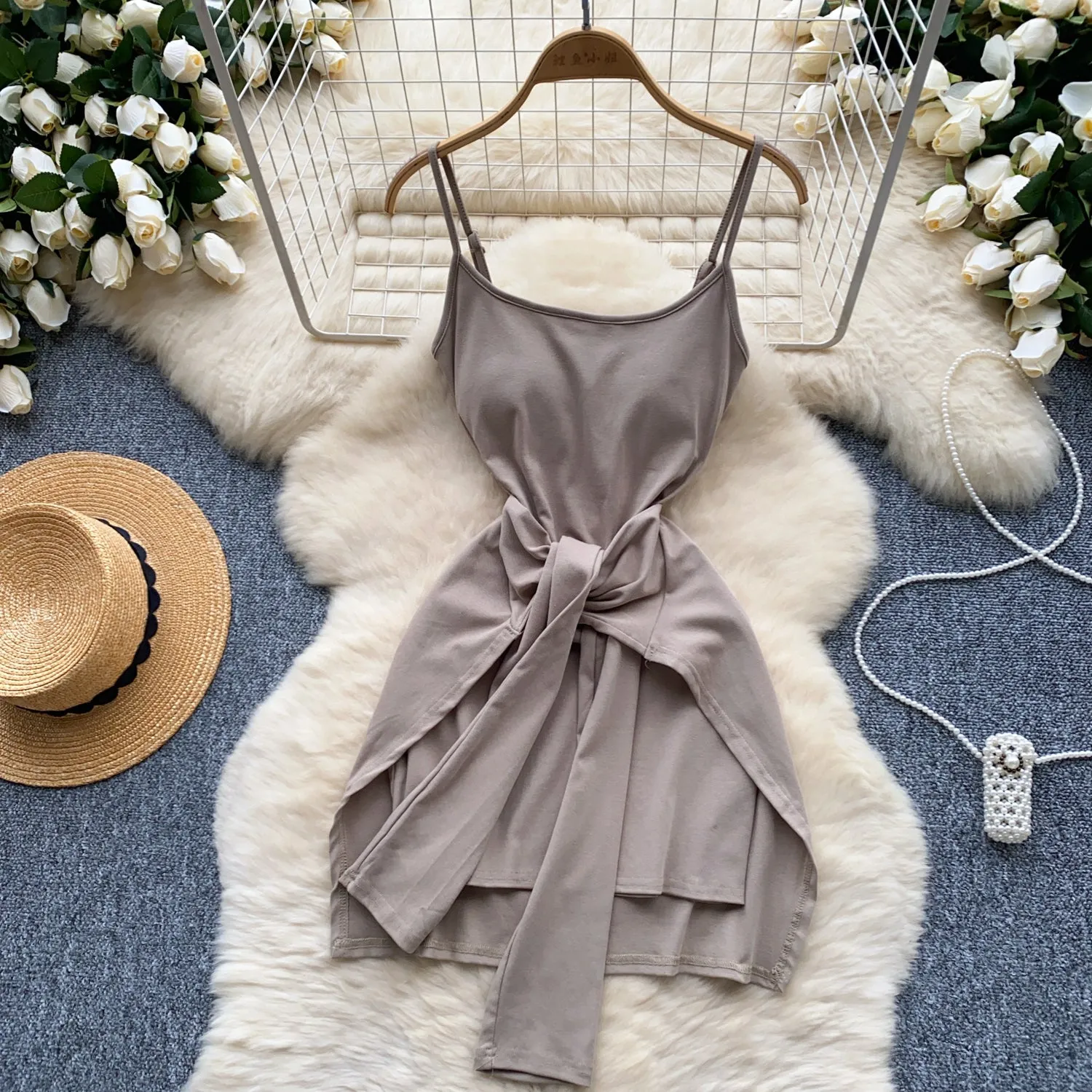 Faux Two-pieces Layered Slip Dress