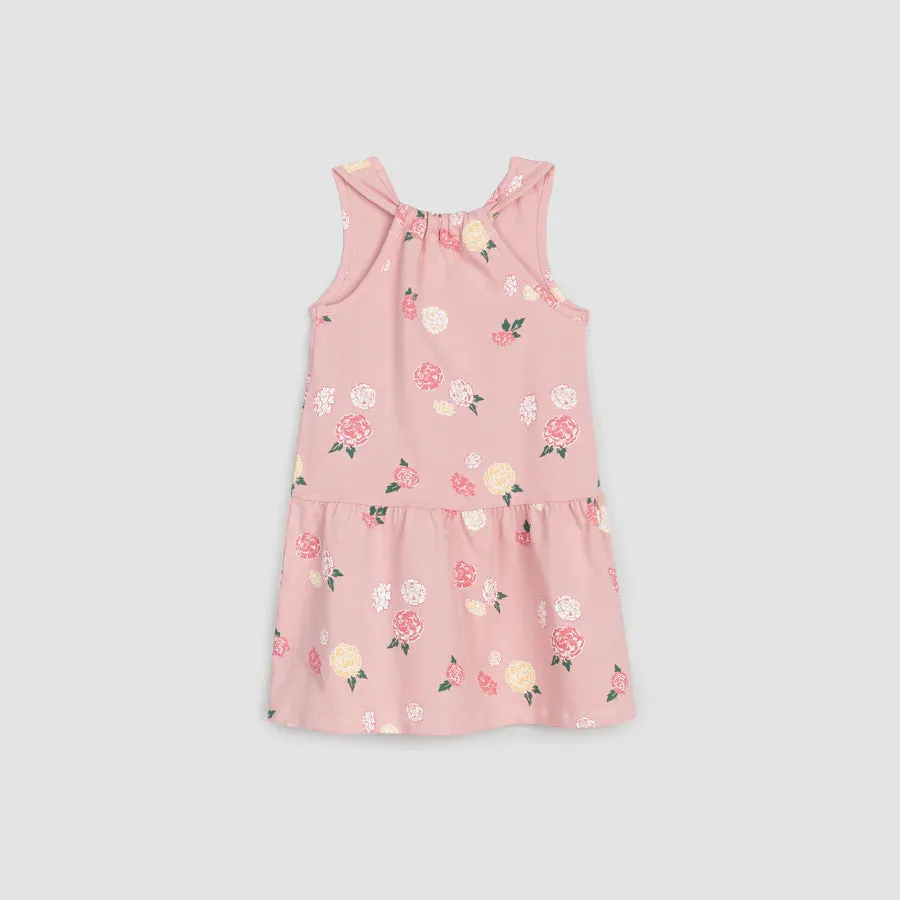 Flower Print Racerback Jersey Dress