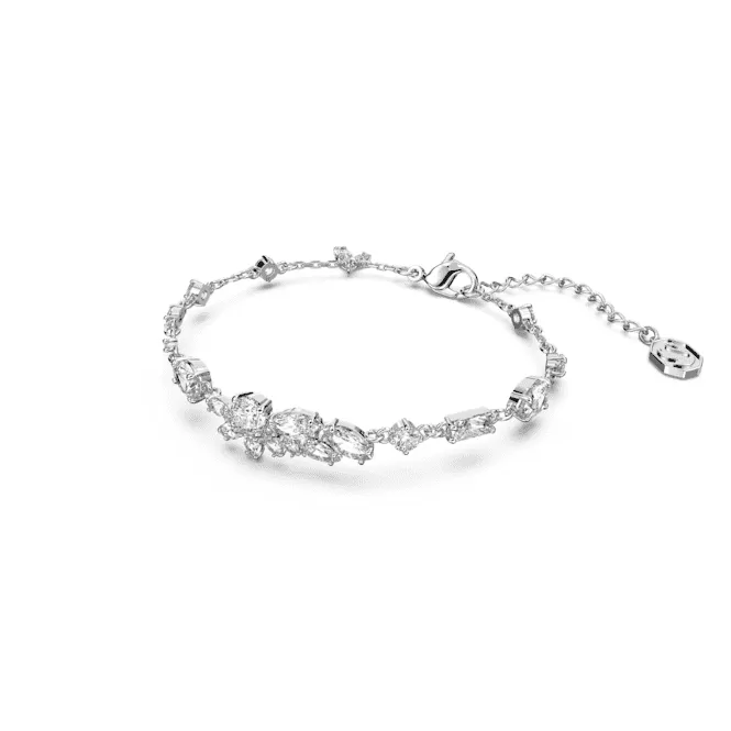 Gema Mixed Cuts Flower White Rhodium Plated Bracelet 5644687