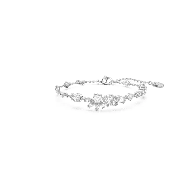 Gema Mixed Cuts Flower White Rhodium Plated Bracelet 5644687