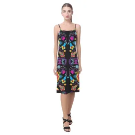 Geometric Floral Winter - Black Alcestis Slip Dress