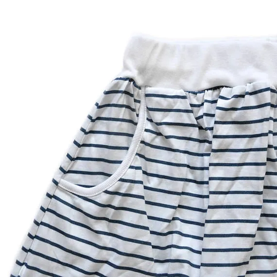 Girls Skirt - Organic Cotton - Navy Stripes