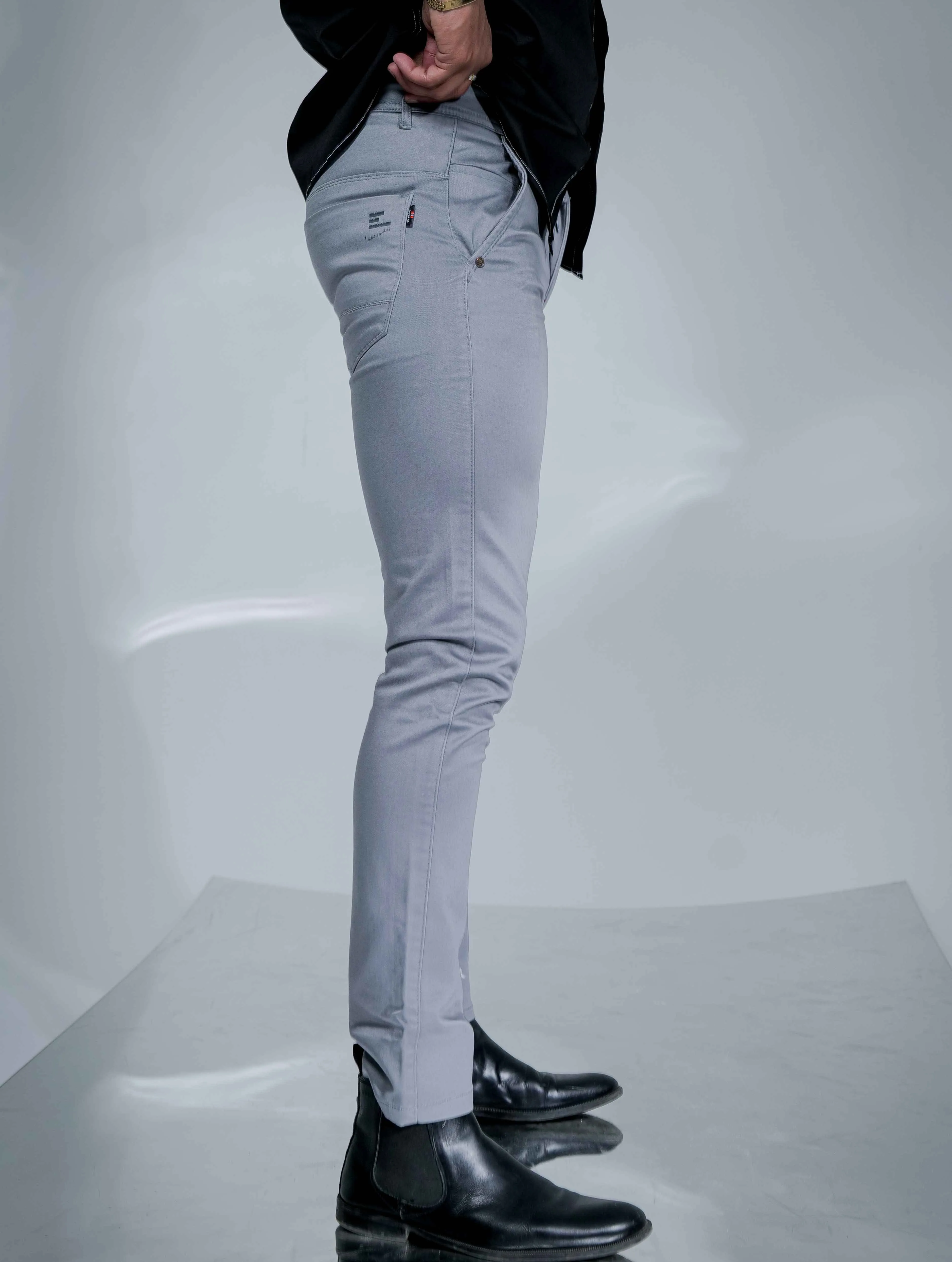 Grayish Stretch Cotton Chinos