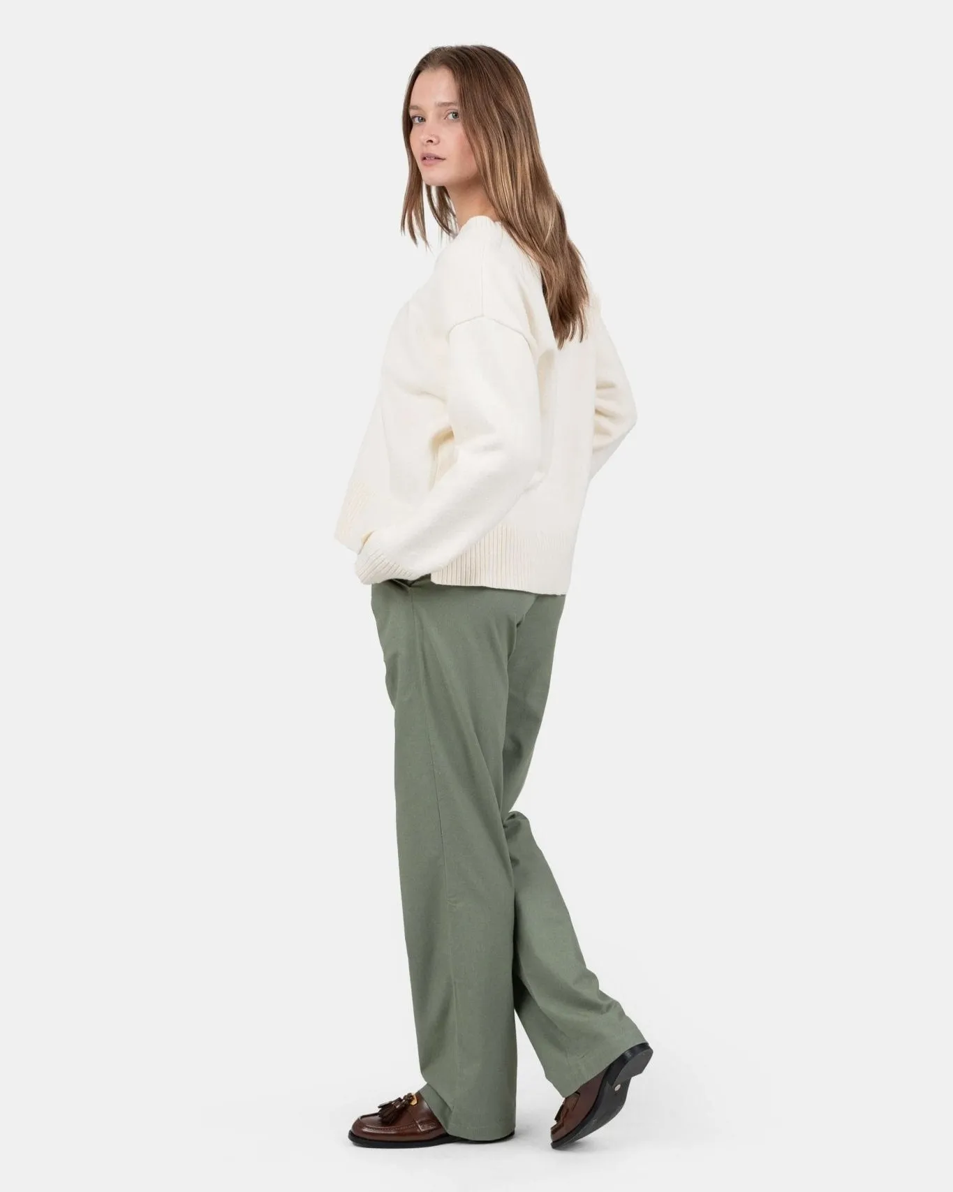 Heavyweight Linen Pants High-waisted Army