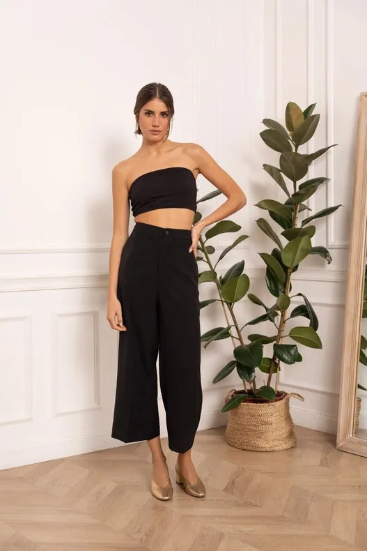 High Waist Culotte Pants Black