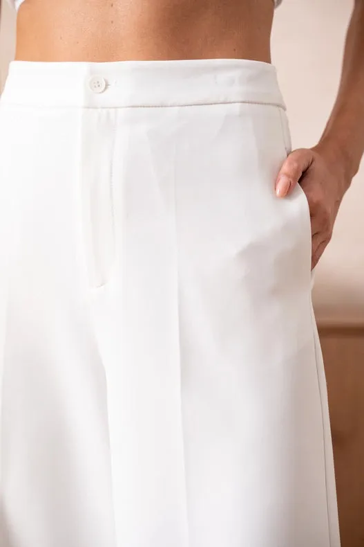 High Waist Culotte Pants White