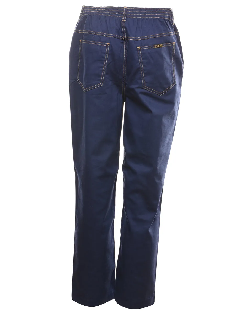 High Waist Dark Wash Denim Trousers - W29 L28