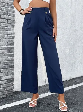 High Waist Elastic Wide-leg Pants