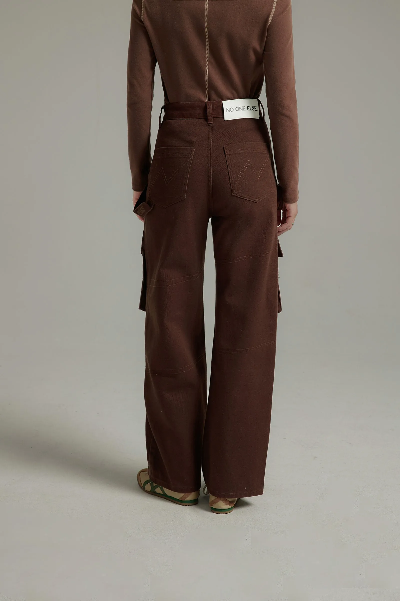 High-Waisted Cargo Straight Pants