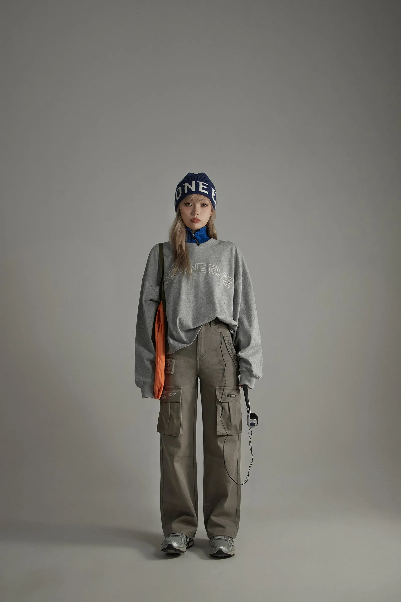 High-Waisted Cargo Straight Pants