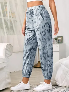 High Waisted Pocket Tie Dye Jogger Pants