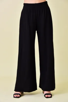 High Waisted Wide Leg Relaxed Fit Lounge Pants Black