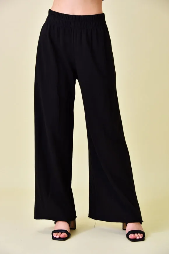 High Waisted Wide Leg Relaxed Fit Lounge Pants Black