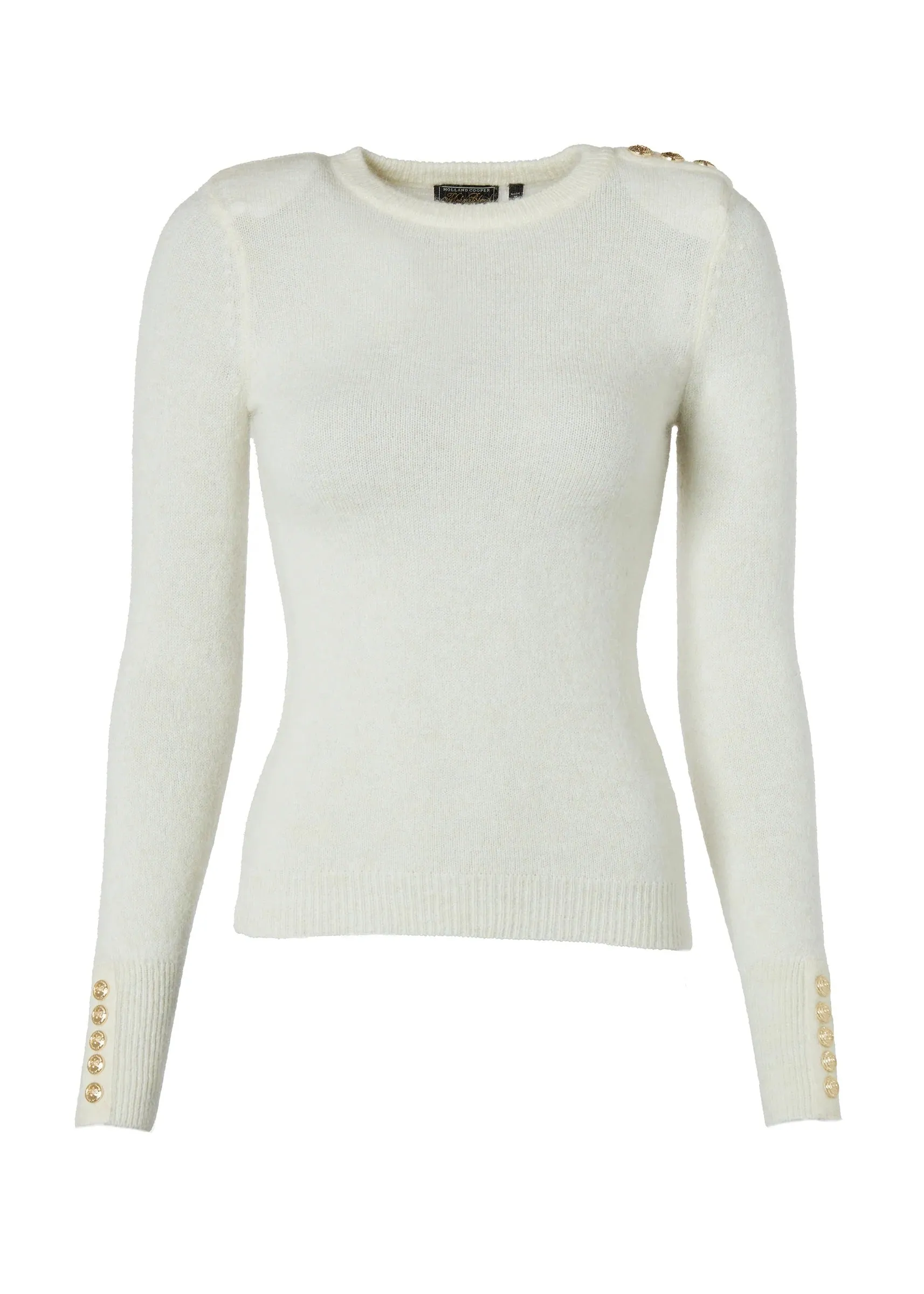 Holland Cooper Amy Crew Neck Knitwear in Natural