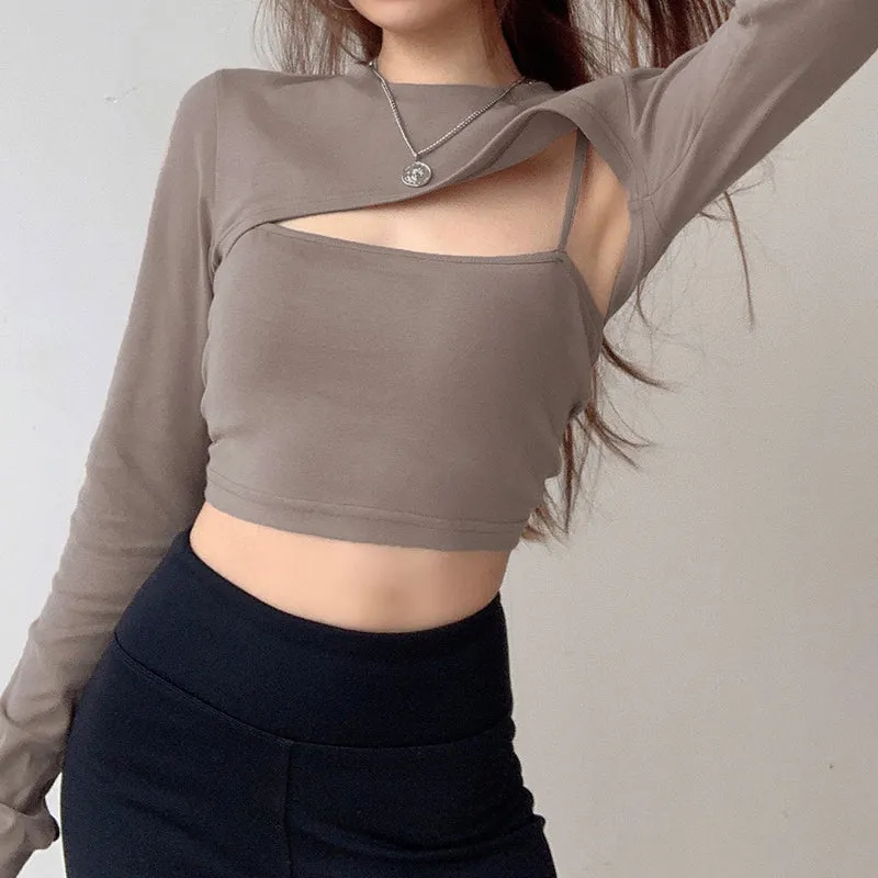 Hollow Knit Top Sweater Women Party Navel Slim Ribbed Summer Lady Shirts