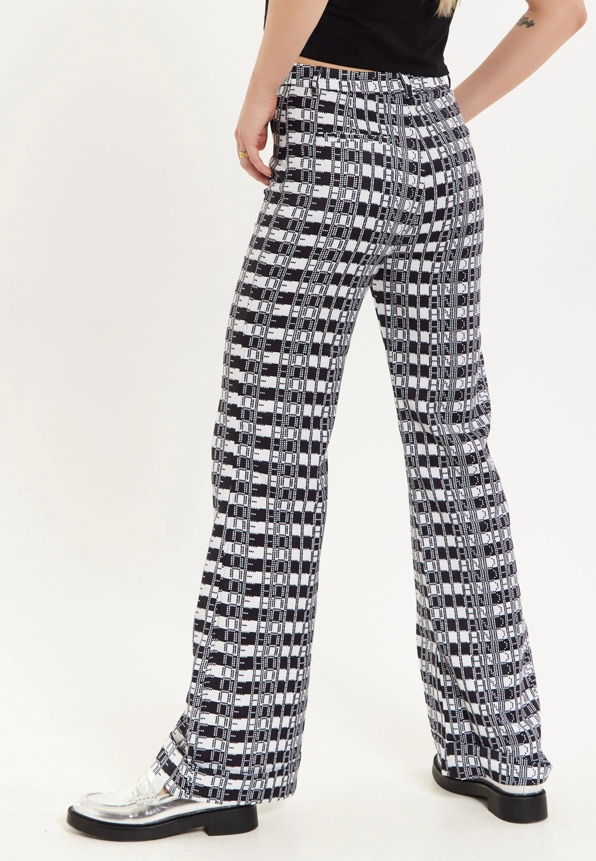 House Of Holland Striped and Logo Printed Trousers in Black and White