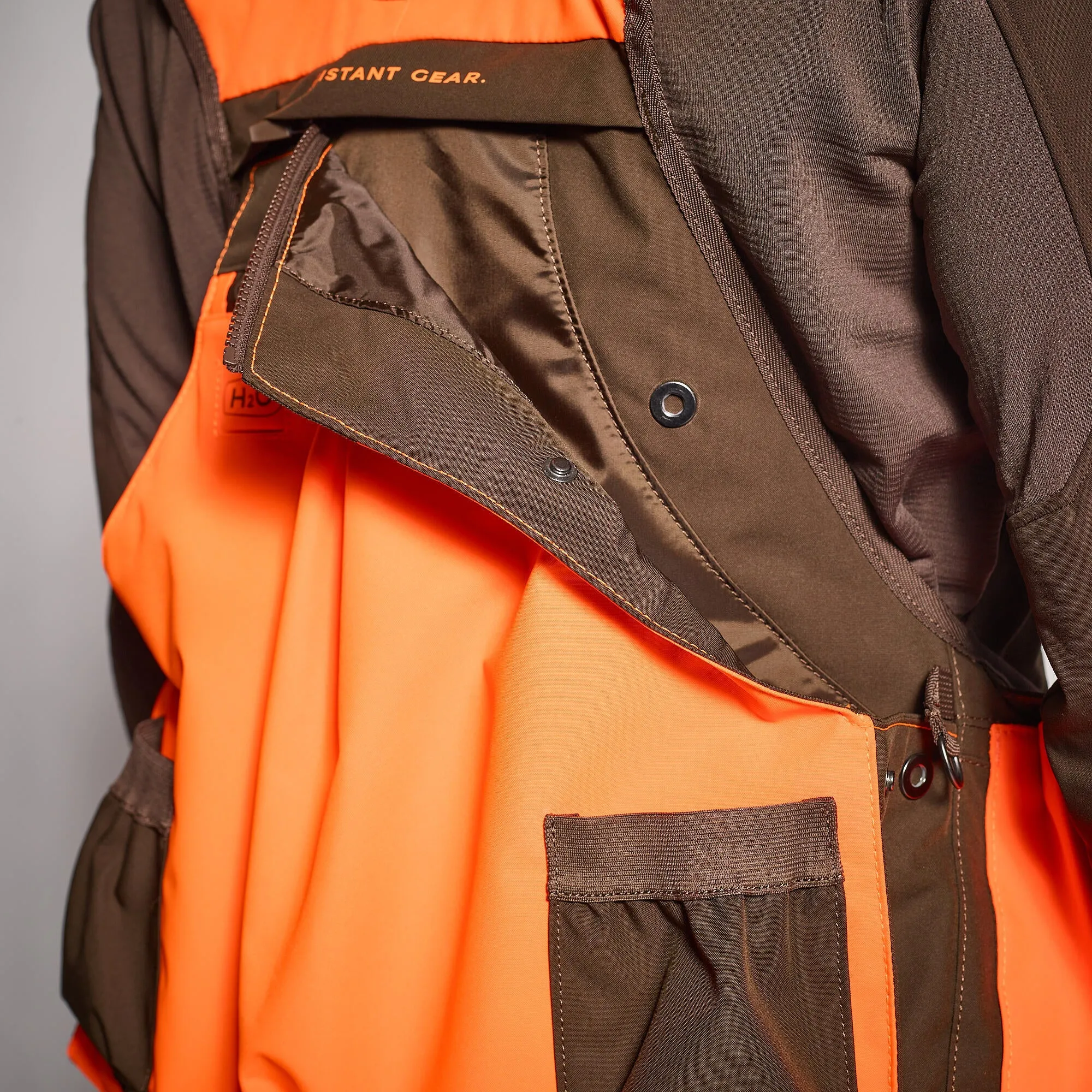 Hunting vest 920 durable brown-orange SOLOGNAC neon orange psa/coffee brown