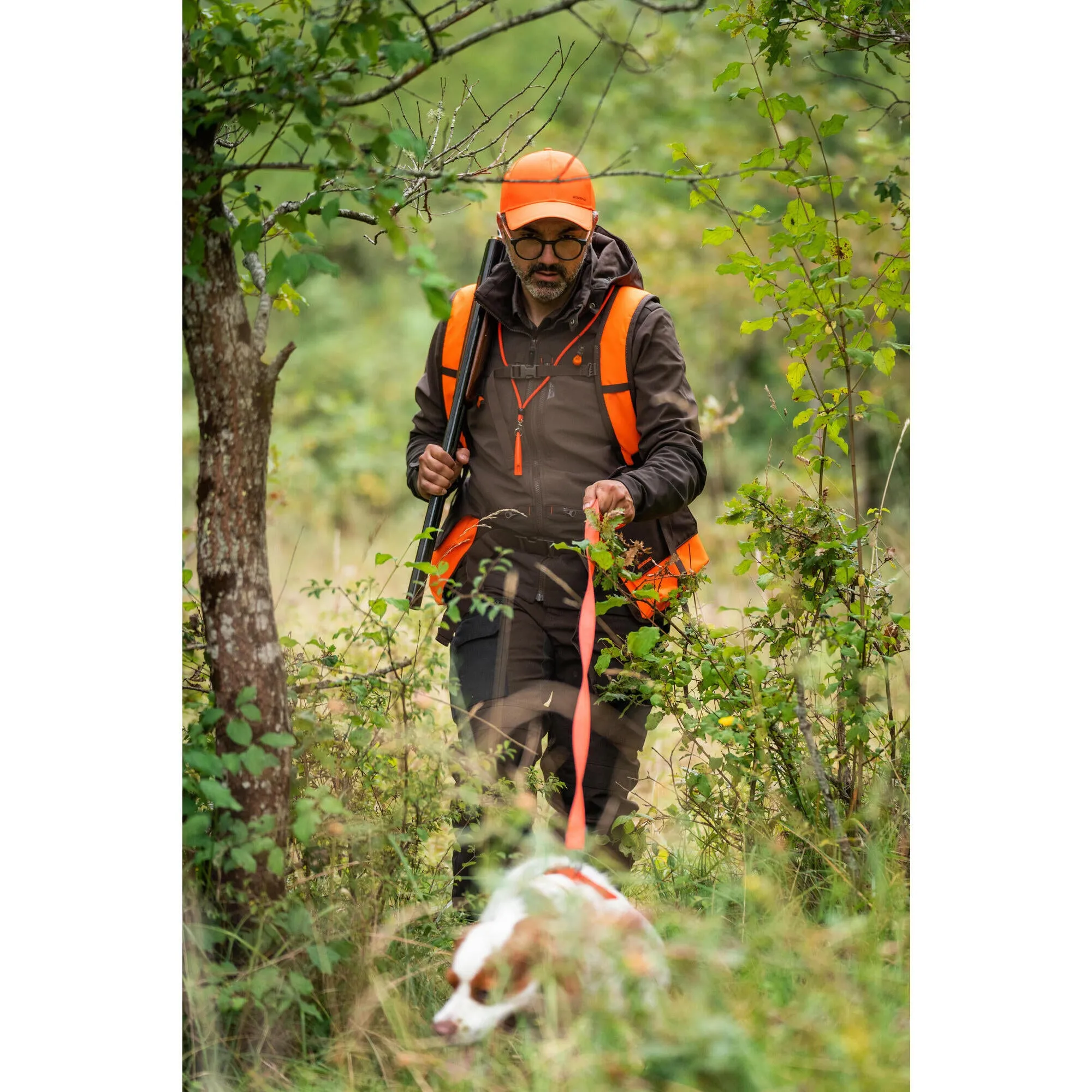 Hunting vest 920 durable brown-orange SOLOGNAC neon orange psa/coffee brown