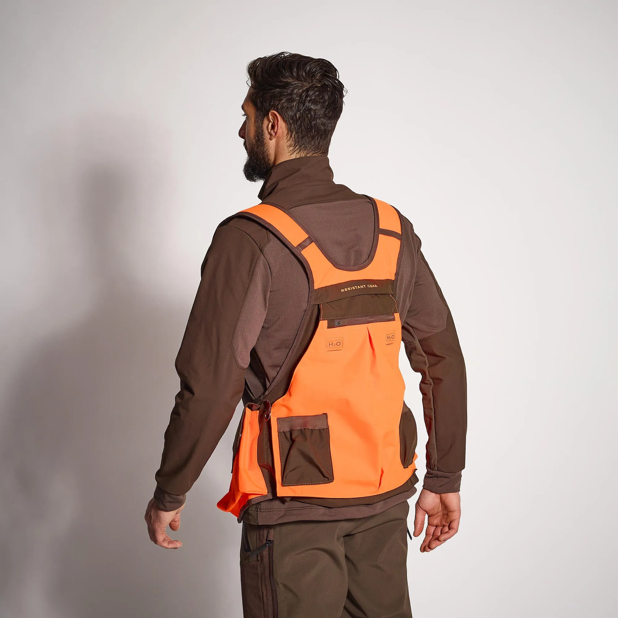 Hunting vest 920 durable brown-orange SOLOGNAC neon orange psa/coffee brown