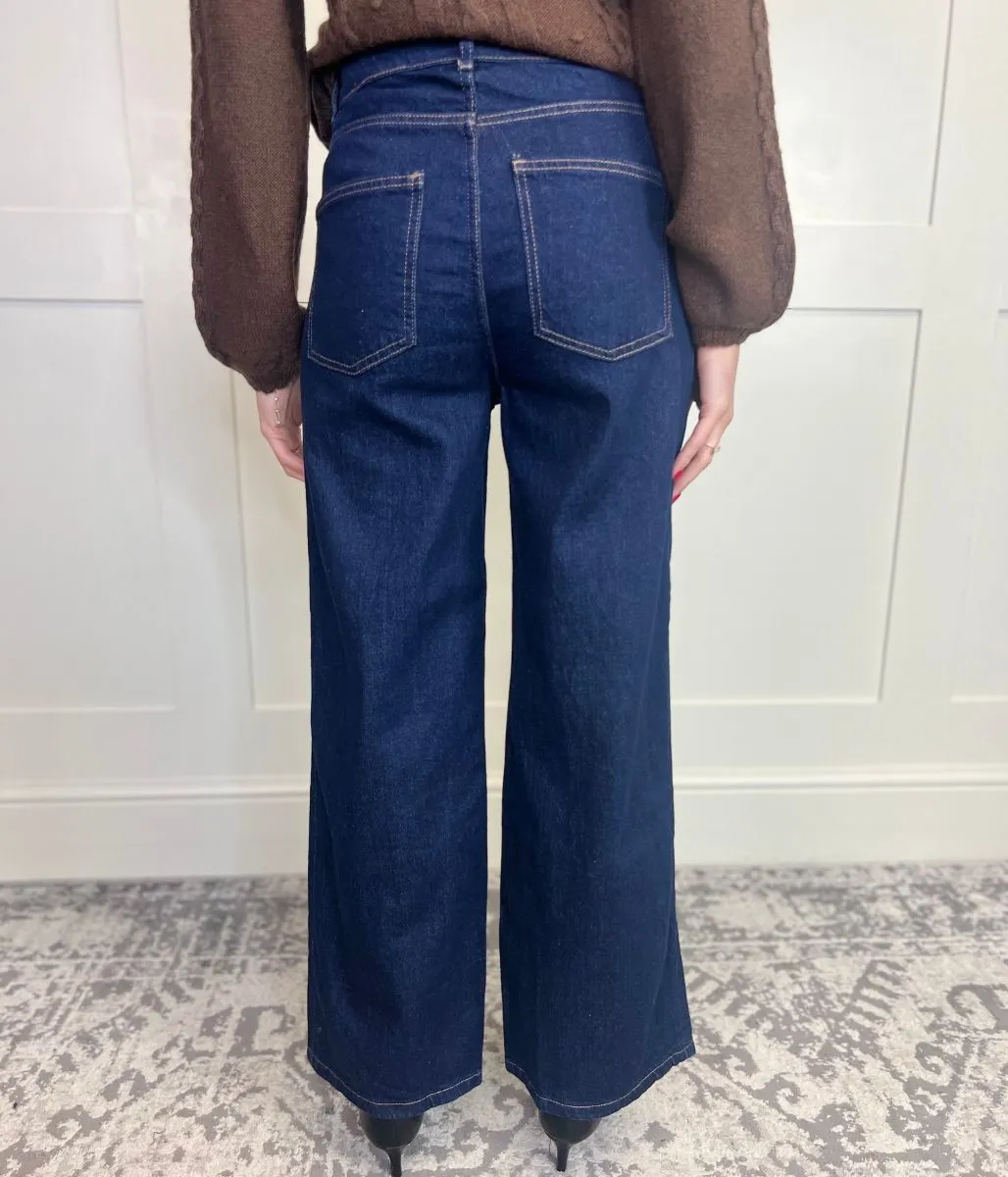 Indigo Denim Wide Leg Jeans