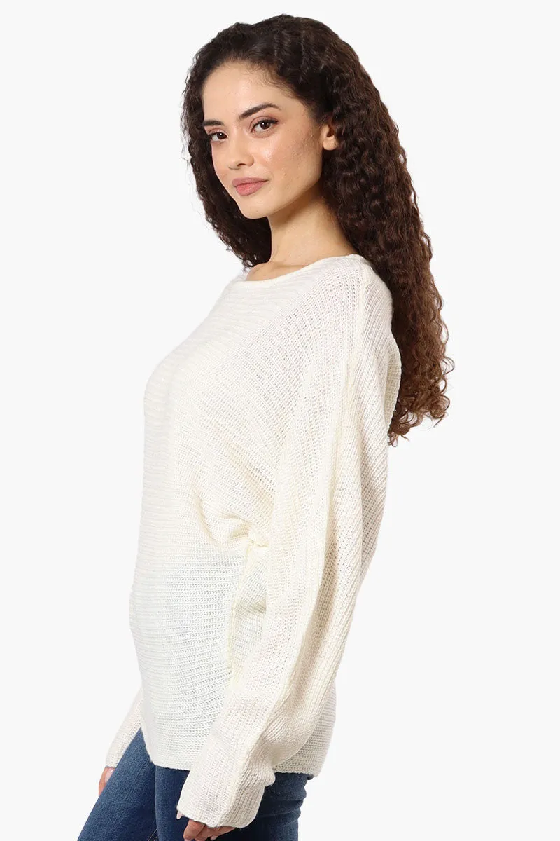 International INC Company Ribbed Pullover Sweater - White