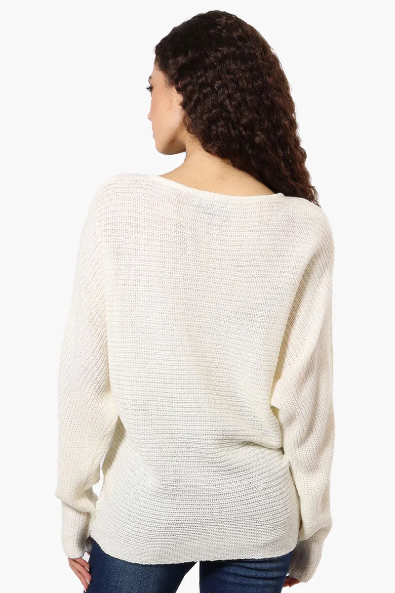 International INC Company Ribbed Pullover Sweater - White