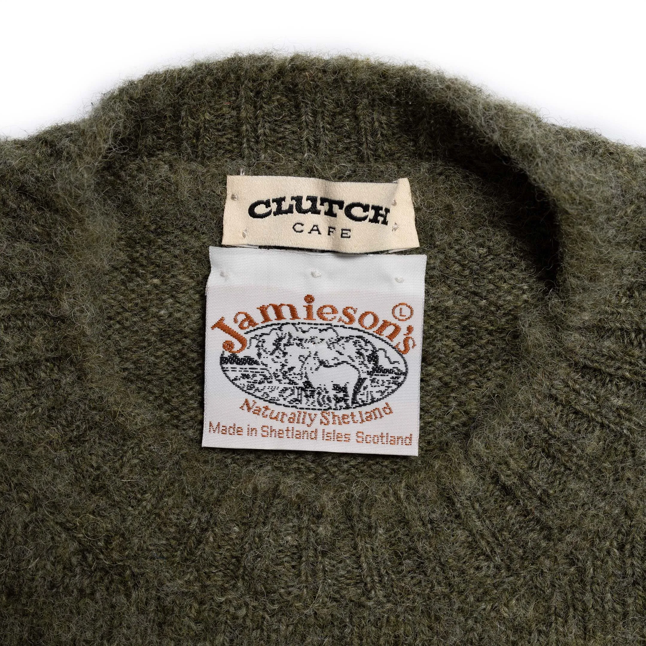 Jamieson's For Clutch Cafe Brushed Shetland Sweater Artichoke