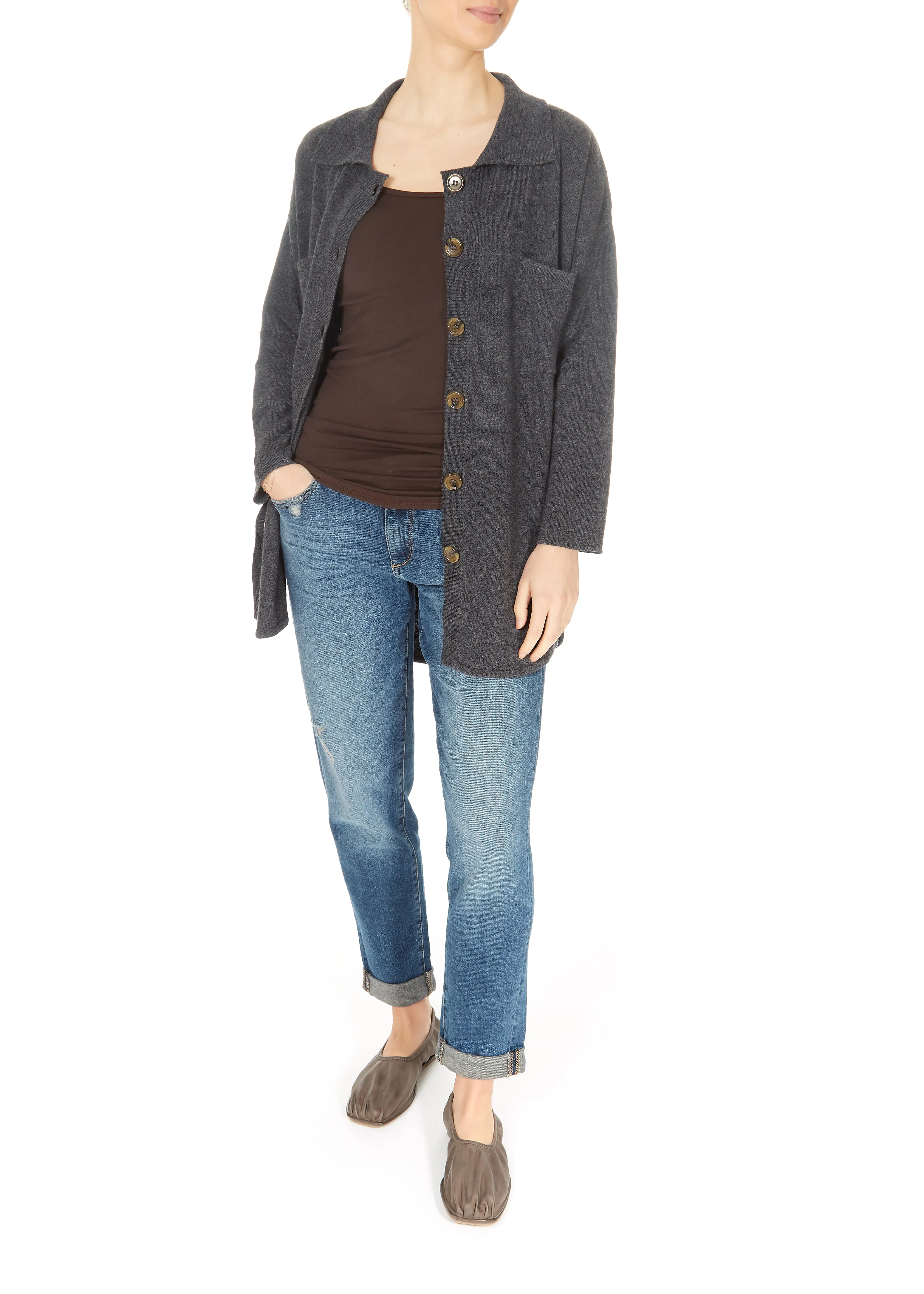 Jessimara Knitwear Tammy Graphite Marl Overshirt