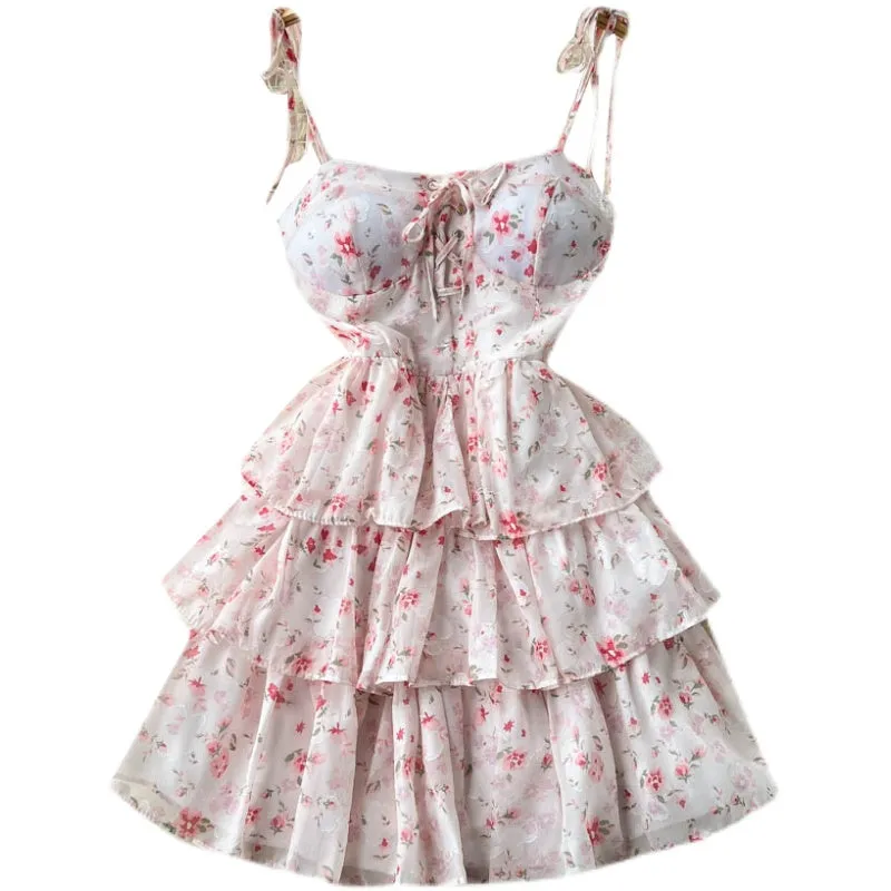 Korean Style Floral Ruffled Dress