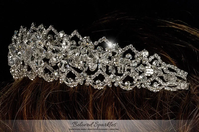 Lara Victorian Art Deco Swarovski Crystal Silver Tiara