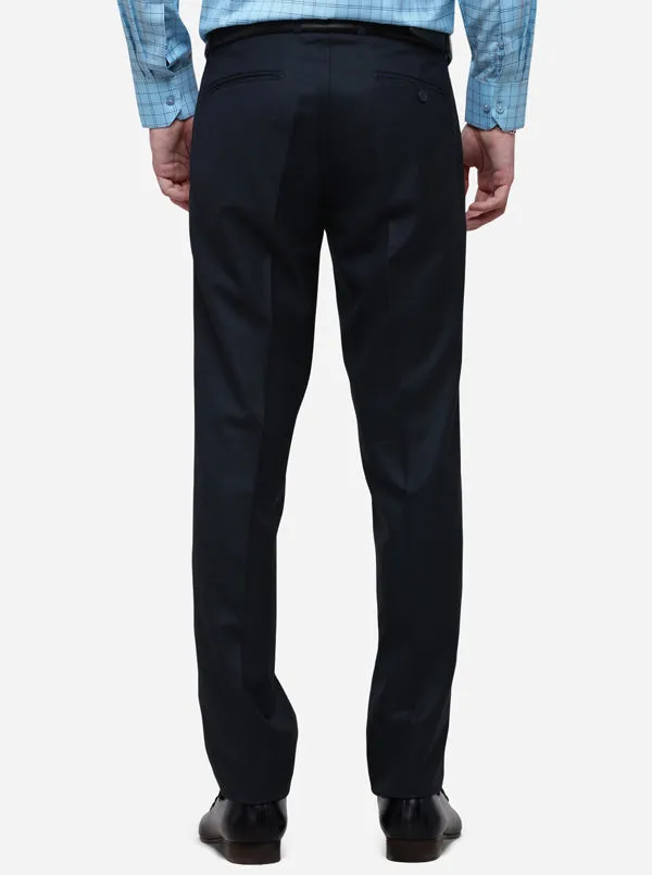 Legion Blue Solid Slim Fit Formal Trouser | Metal