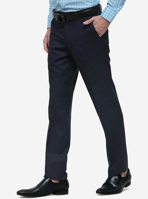 Legion Blue Solid Slim Fit Formal Trouser | Metal