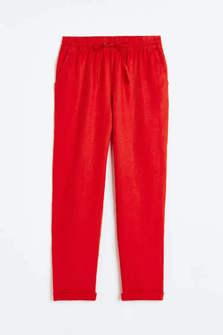 Linen joggers H&M, red