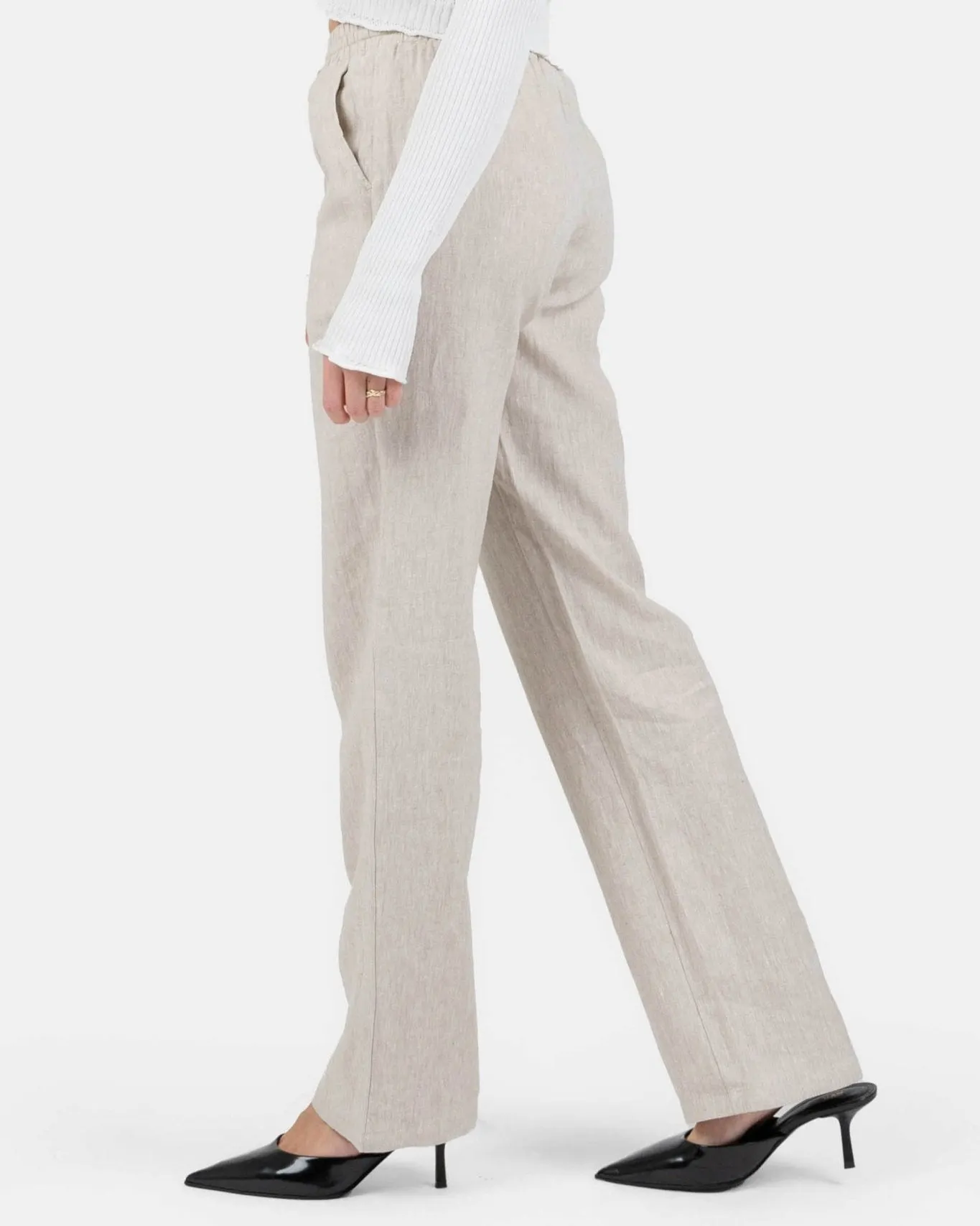 Linen Pants High-waisted Beige