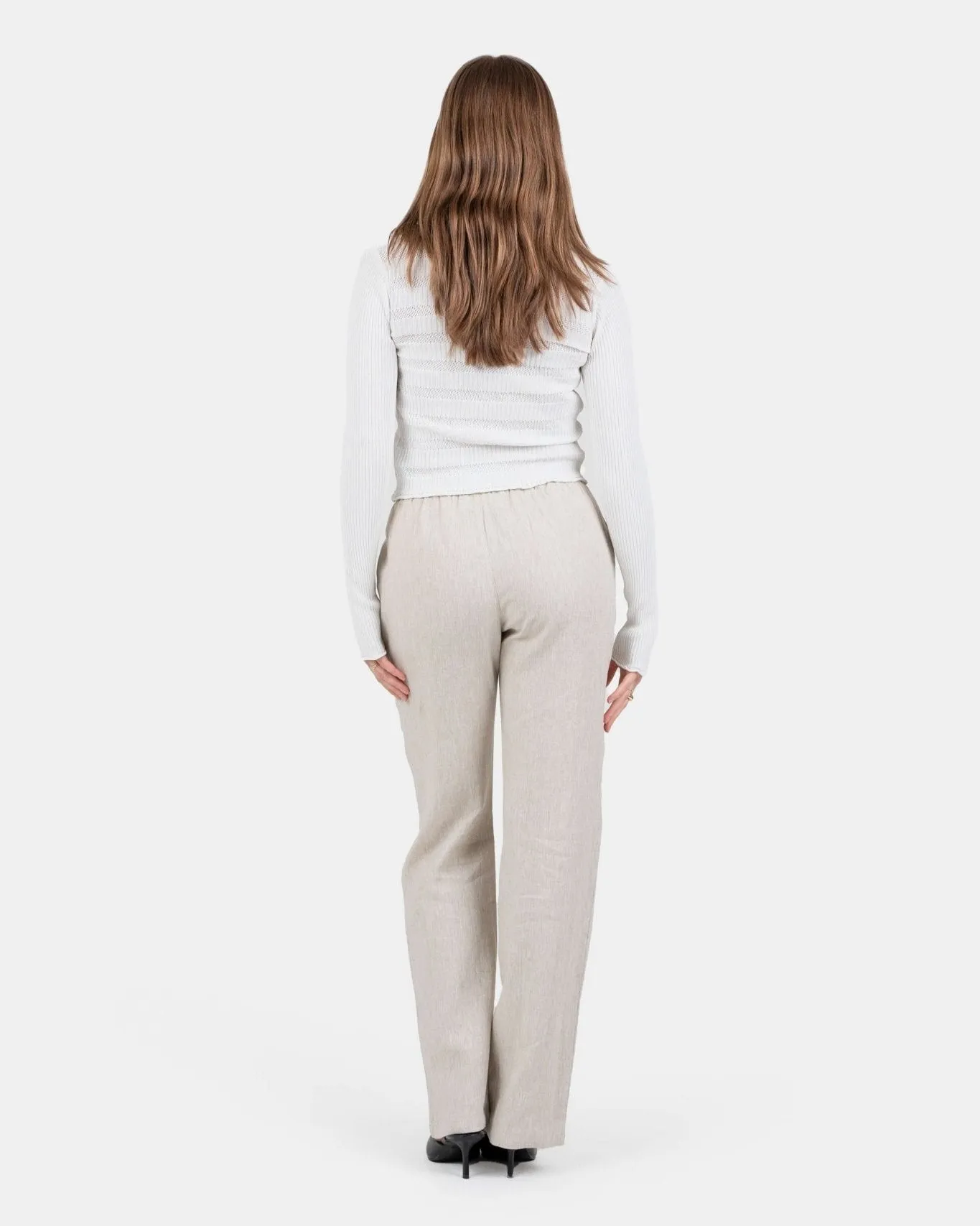 Linen Pants High-waisted Beige