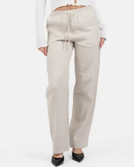 Linen Pants High-waisted Beige