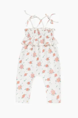 Louise Misha Abha Baby Girls Jumpsuit - Off White Flowers (Size 12M left)