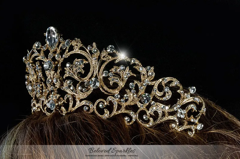 Matilda Victorian Romantic Gold Tiara | Swarovski Crystal