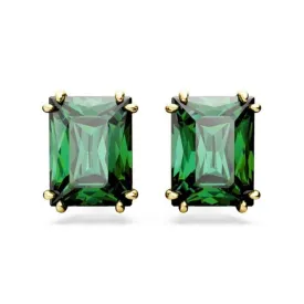 Matrix Green Gold-tone Plated Rectangular Cut Stud Earrings 5677142