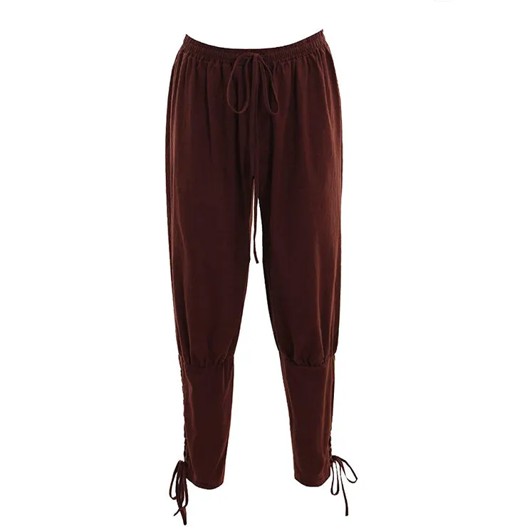 Mens Brown Lace-up Leg Pants