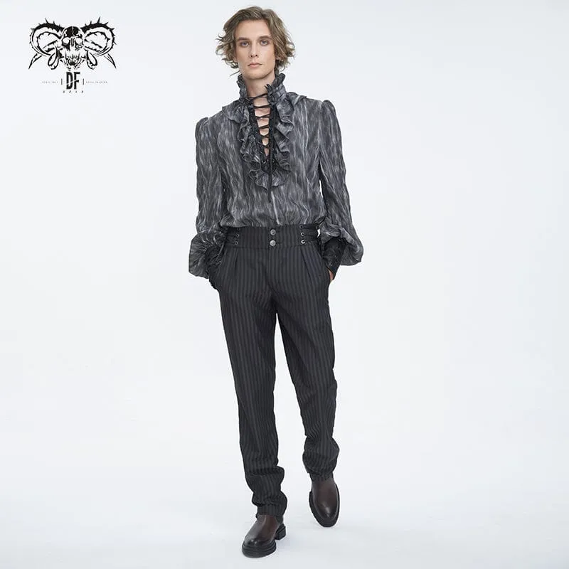 Men's Gothic High-waisted Lace-up Striped Pants