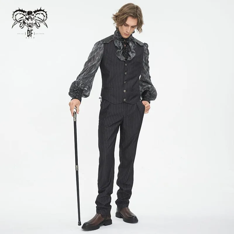 Men's Gothic High-waisted Lace-up Striped Pants