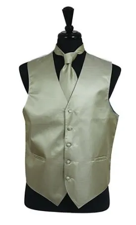 Men's Sage Green Satin Vest with Neck Tie