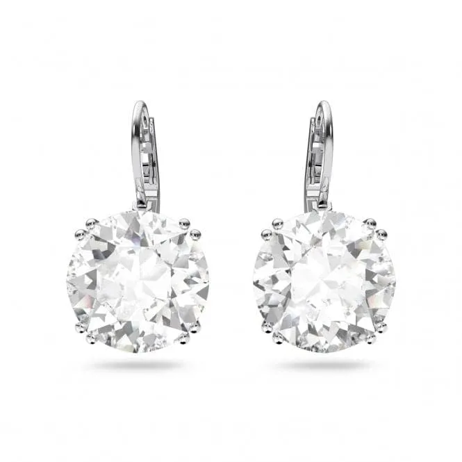 Millenia Round Cut Crystal White Rhodium Plated Earrings 5628351