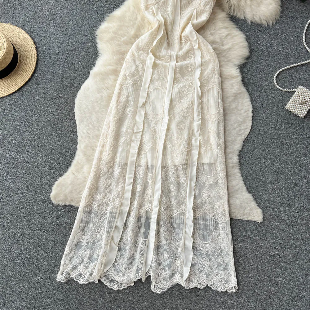 Mori Embroidery Lace Slip Dress