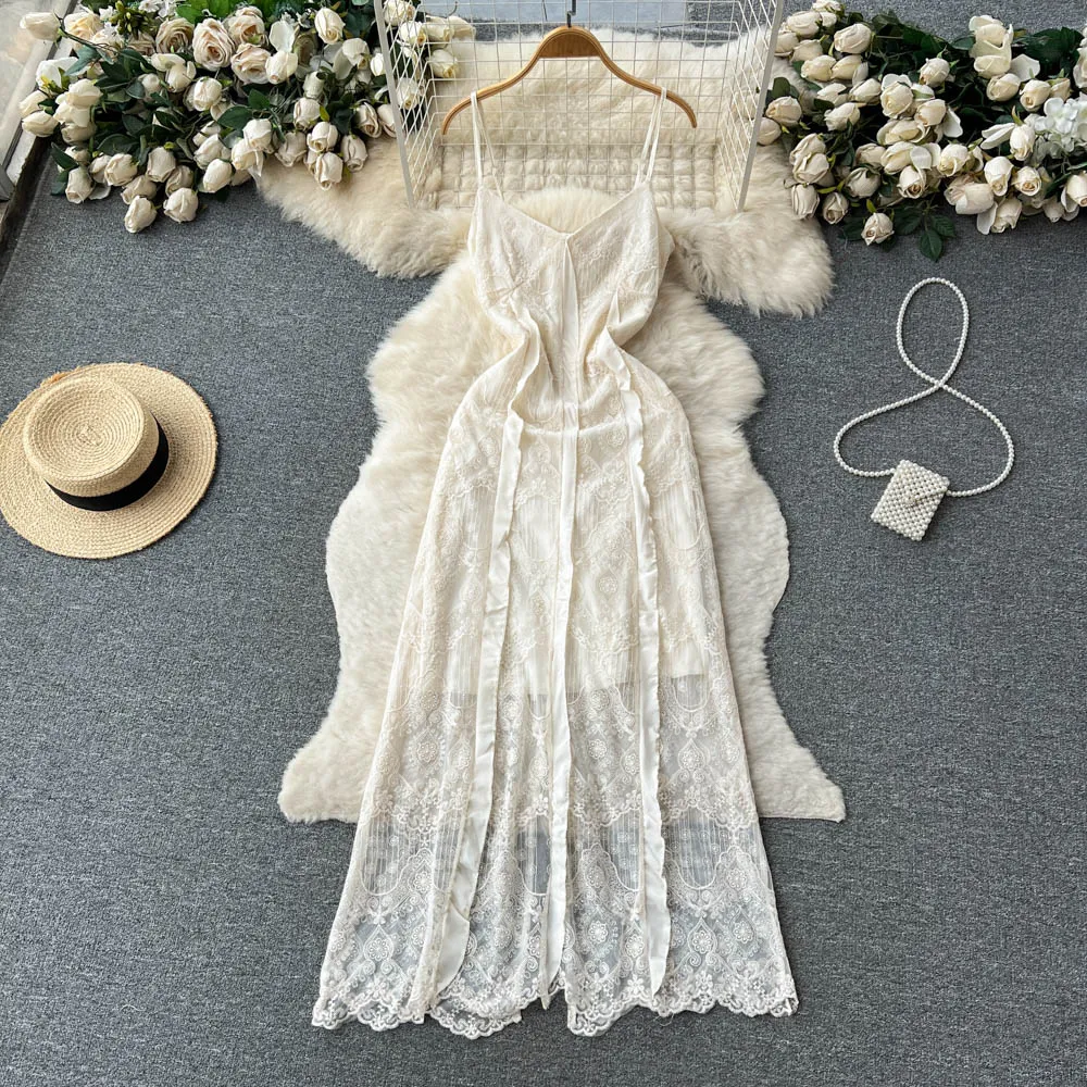 Mori Embroidery Lace Slip Dress