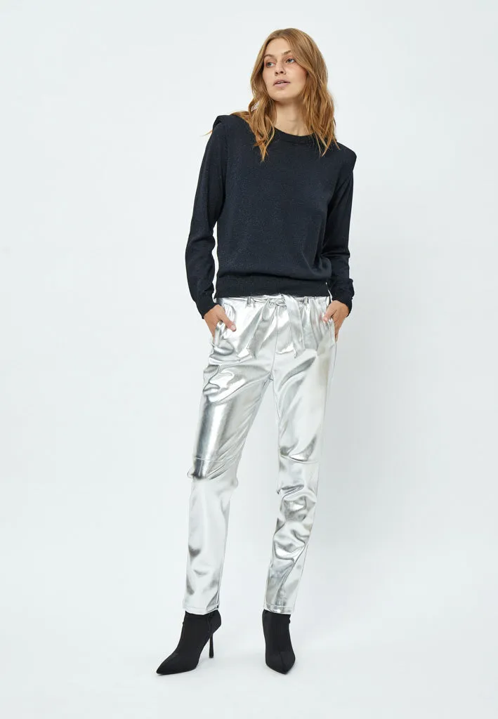 MSJayda Metallic PU Pant - Silver Metallic