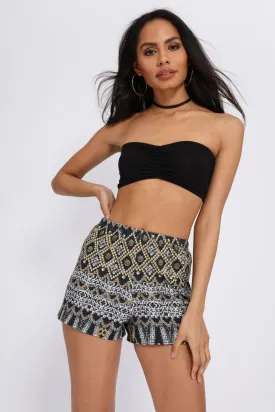 Multi Printed High Waisted Hot Pants